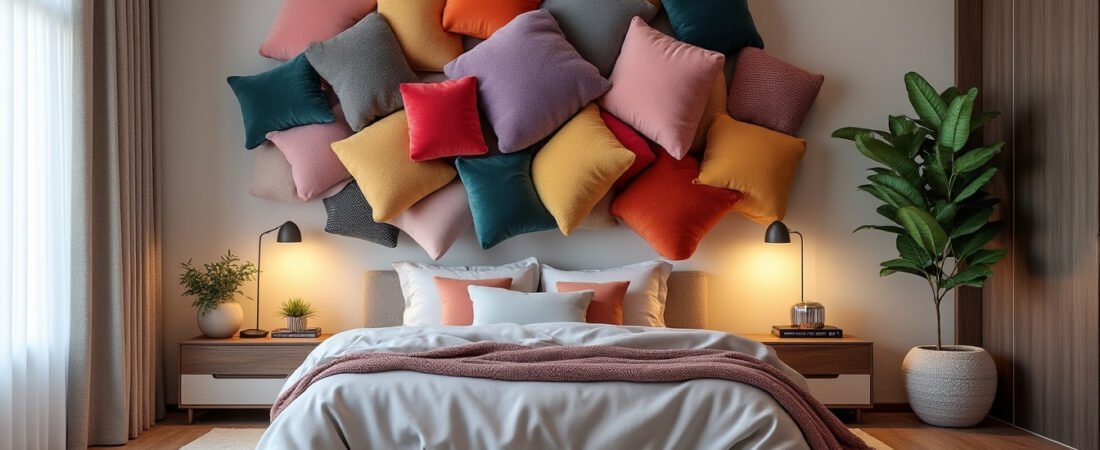 Comment créer une tête de lit avec des coussins suspendus ?