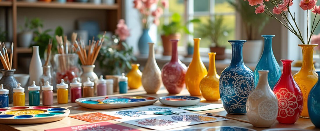 Customiser des vases en verre avec de la peinture effet céramique
