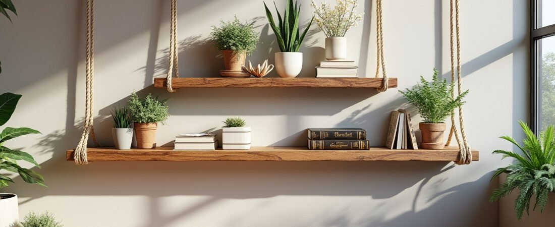 DIY : Fabriquer une étagère suspendue avec des cordes et des planches