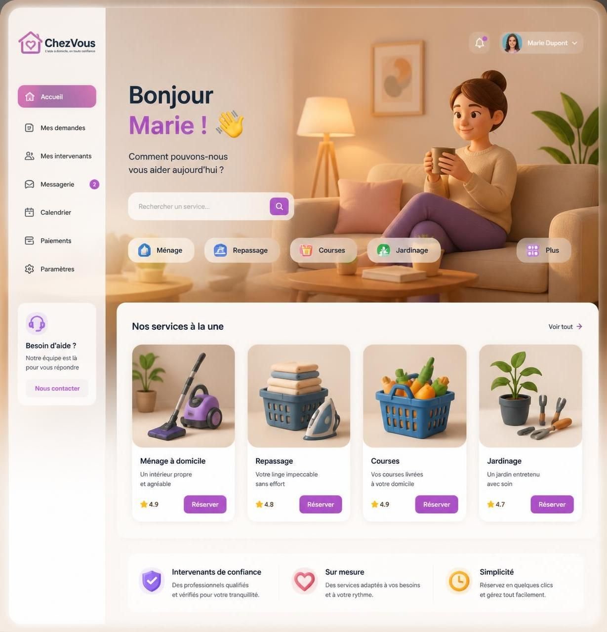 explorez la véritable offre de cette plateforme d'aide en ligne à domicile et découvrez comment elle simplifie votre quotidien grâce à ses services personnalisés.